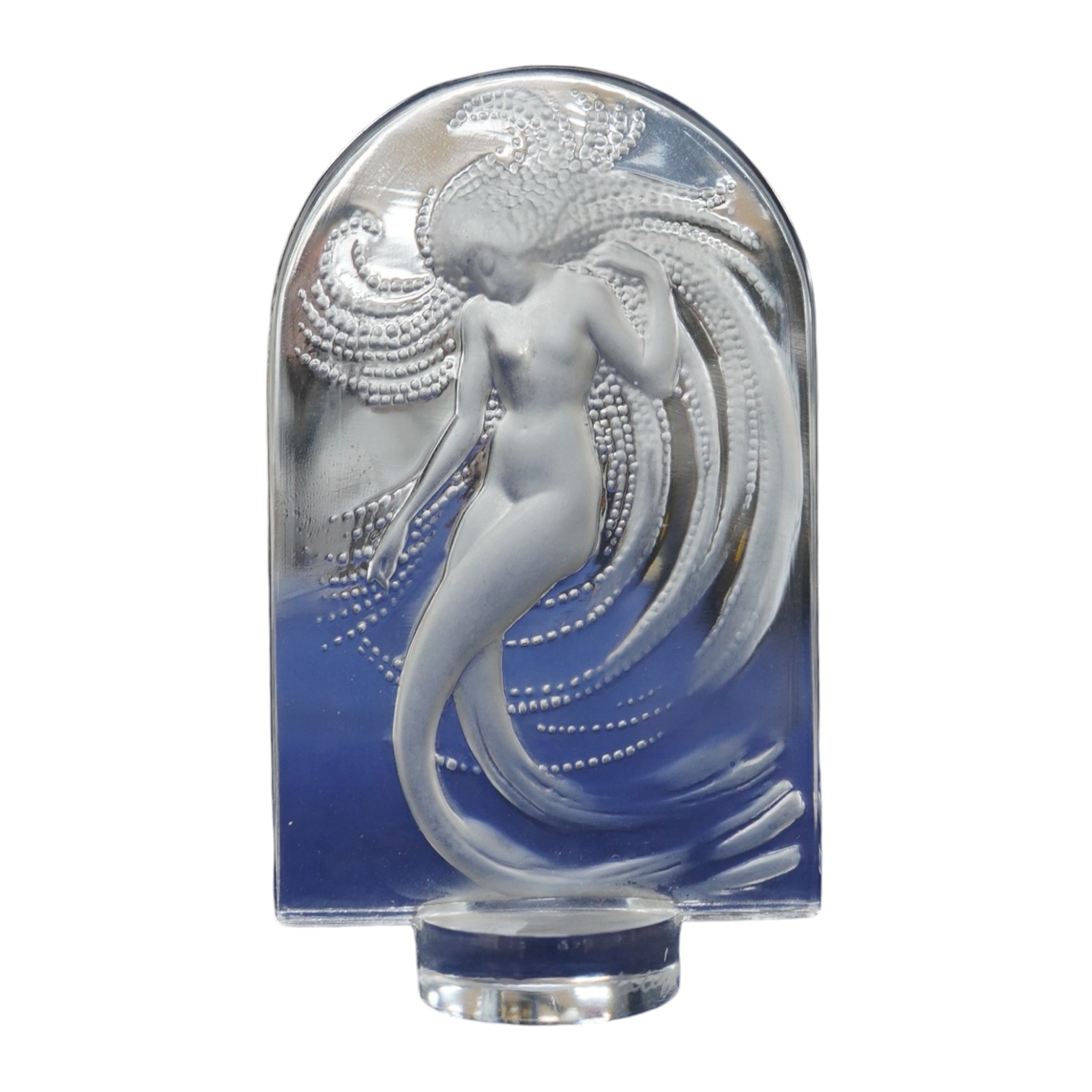 A Lalique frosted and clear glass Naiade figurine, 9cm high. Condition - good.